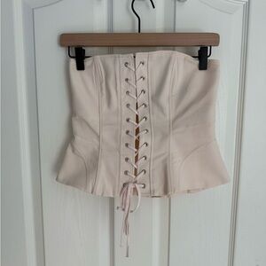 Zara Cream Lace-Up Corset Top